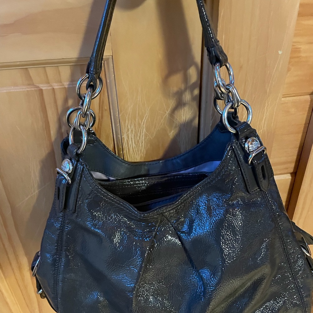 Coach Maggie #15734 in graphite gray patent leather